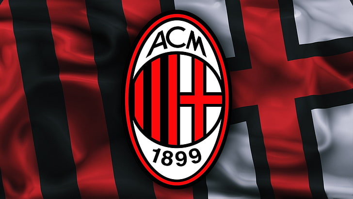 ACM 1899 logo, Milan, soccer, sports, soccer clubs, red, close-up