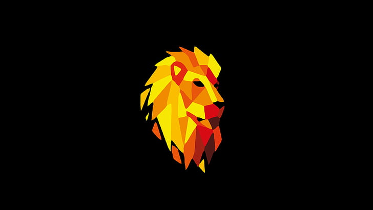 lion, simple background, abstract, animals, black background, HD wallpaper