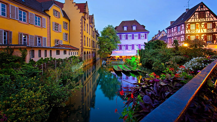 waterway, reflection, nature, town, landmark, city, canal, urban area