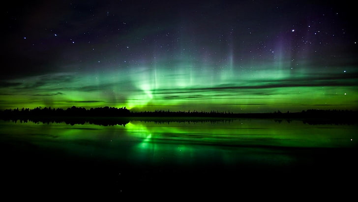 northern lights, green Northern Lights, aurorae, sky, nature