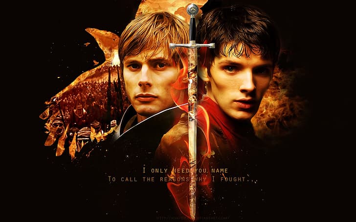 Merlin (TV Series), Colin Morgan, sword, Excalibur, Arthur Pendragon, HD wallpaper