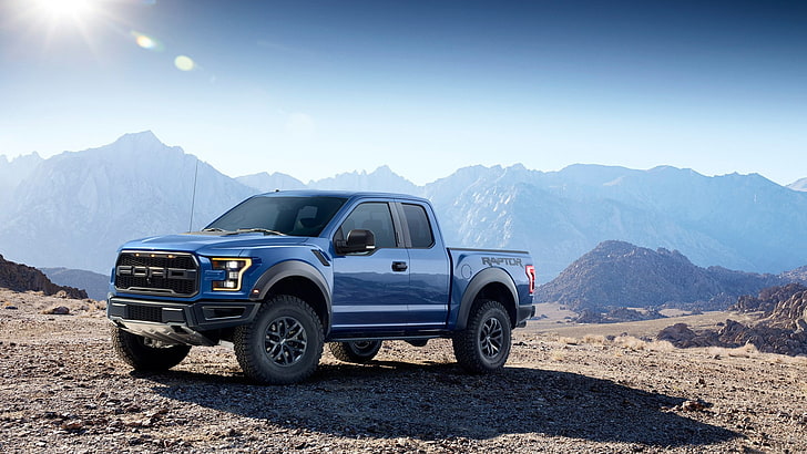 Ford f-150, raptor, pickup trucks, car, blue cars, vehicle, HD wallpaper