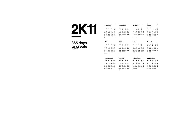 2K11 white Calendar, 2011 calendar wallpaper, text, communication