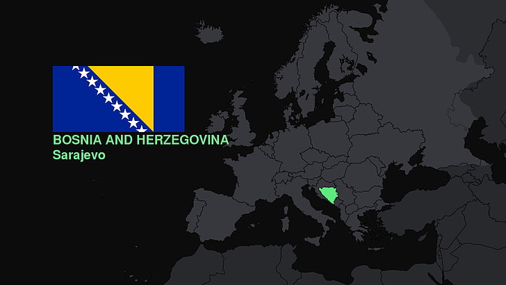 Bosnia and Herzegovina, Europe, flag, map, communication, no people, HD wallpaper