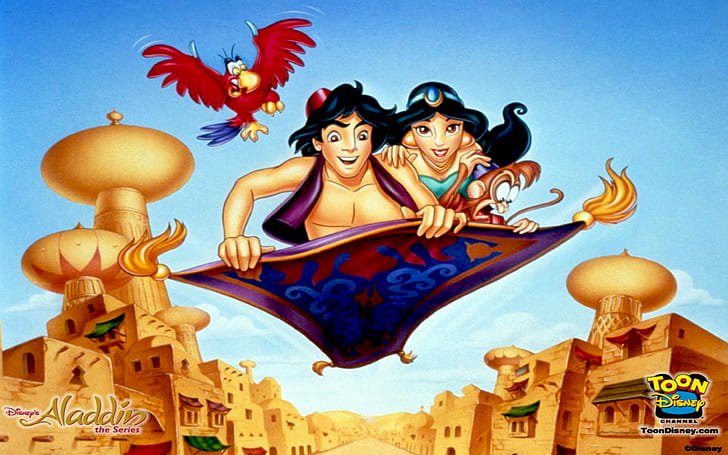 HD wallpaper: Aladdin Jasmina And Parrot Lago Cartoon Movie Animated Hd  Wallpaper 2560×1600 | Wallpaper Flare