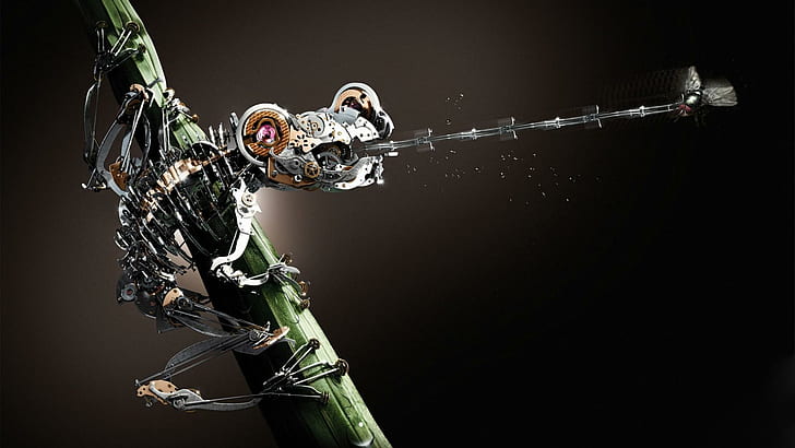 Mechanical Frog, metal, electronics, technology, 3d, animal, 3d and abstract, HD wallpaper