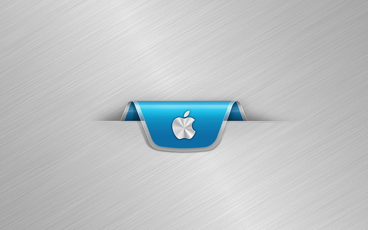 Apple logo, metal, strip, silver, minimalism, bookmark, indoors, HD wallpaper