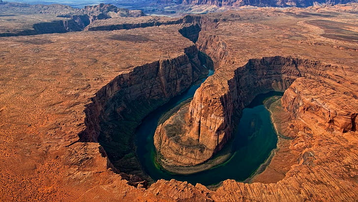 Desert River Aerial Landscape Ravine Grand Canyon Arizona Horseshoe Bend HD