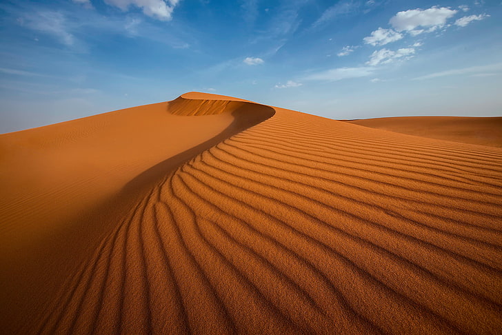 brown sand, the sky, clouds, the dunes, desert, sand Dune, dry