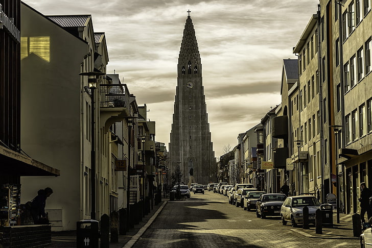 city, cityscape, architecture, building, clouds, Reykjavik