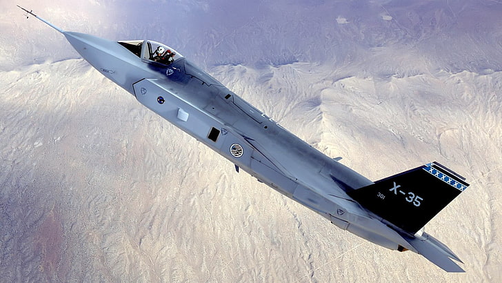gray airplane, military aircraft, sky, jets, F-35 Lightning II, HD wallpaper