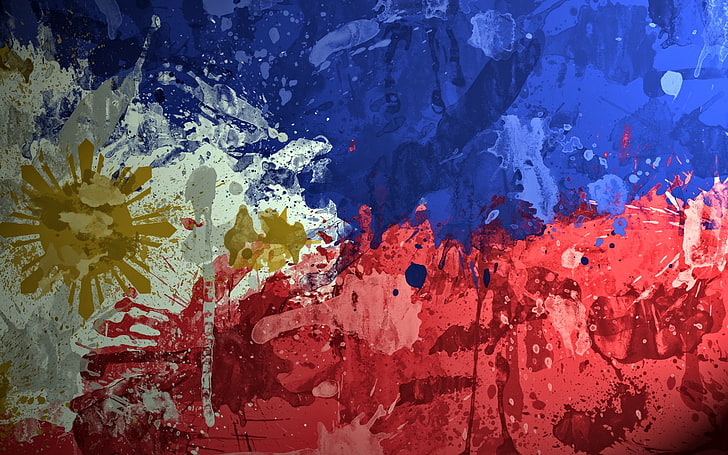 Philippine flag painting, philippines, background, texture, spot