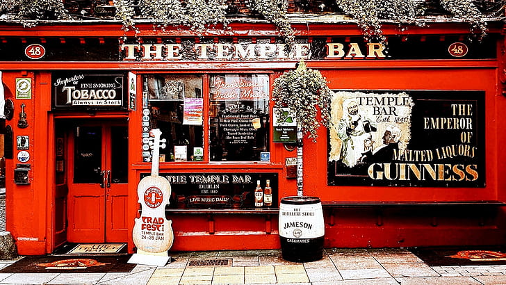 pub, ireland, dublin, the temple bar, europe, HD wallpaper