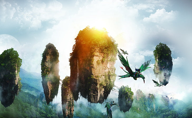 Avatar 2 (2014), floating island digital wallpaper, Movies, hallelujah mountains, HD wallpaper