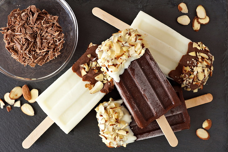 chocolate, food, popsicle, nuts, food and drink, freshness
