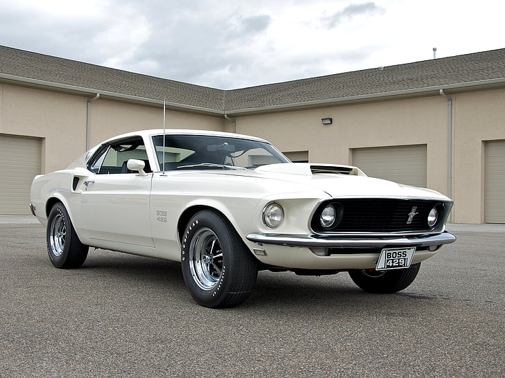 Hd Wallpaper White Ford Mustang Boss 429 Coupe 1969 Muscle Car Land Vehicle Wallpaper Flare