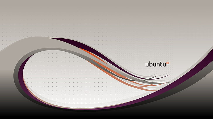 Ubuntu logo, os, lines, abstract, orange, gray, backgrounds, illustration