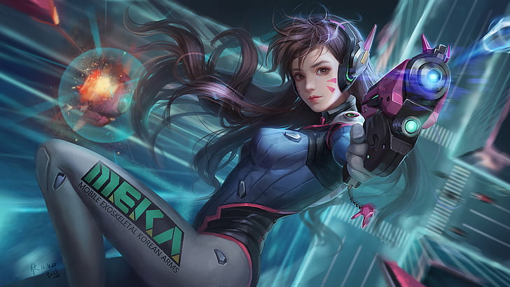 dva overwatch, games, artwork, hd, one person, young adult