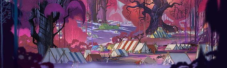 assorted-color tent illustration, The Banner Saga, video games, HD wallpaper