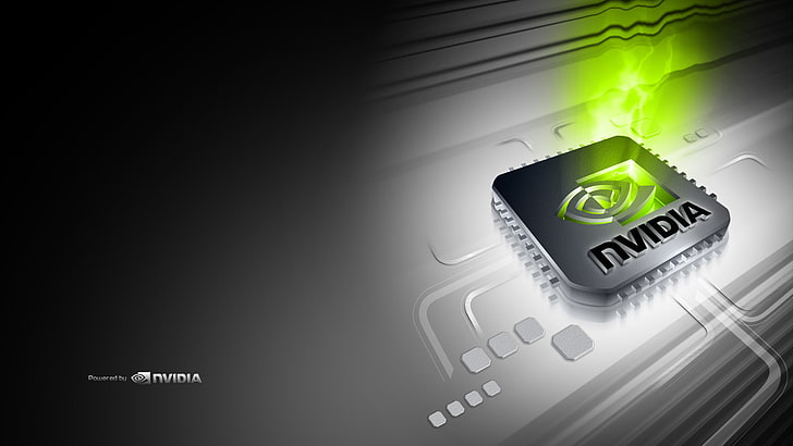 Nvidia logo, hi-tech, graphics card, GPU, backgrounds, illustration