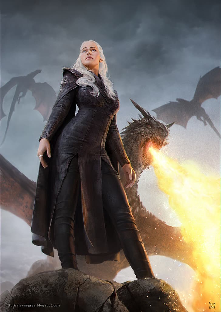 TV Series, Game of Thrones, Daenerys Targaryen, dragon, creature, HD wallpaper