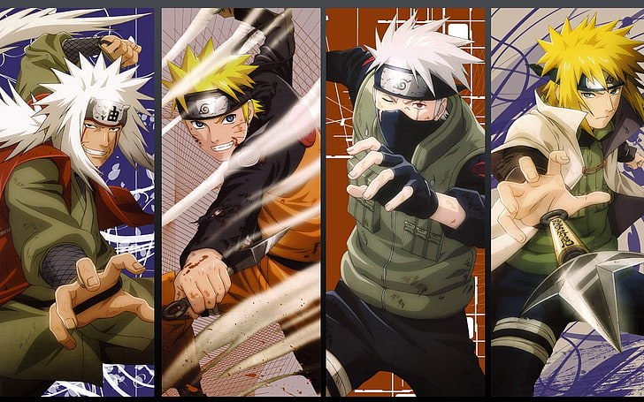Naruto Shippuuden, panels, Jiraiya, Uzumaki Naruto, Hatake Kakashi