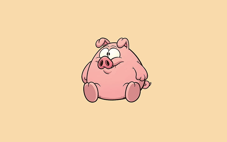 pig character illustration, minimalism, animals, simple background, HD wallpaper