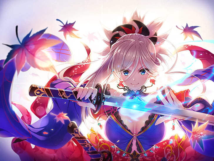 Miyamoto Musashi (fate/grand order), Fate Series, anime, anime girls, HD wallpaper