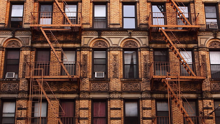old, building, apartment, brown, vintage, new york, ny, manhattan