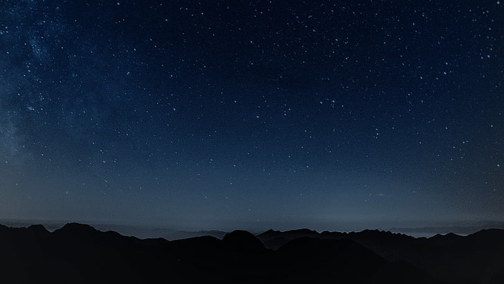 white stars, landscape, night, mountains, constellations, star - Space