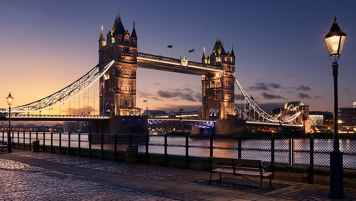 evening, europe, united kingdom, water, tower bridge, skyline, HD wallpaper