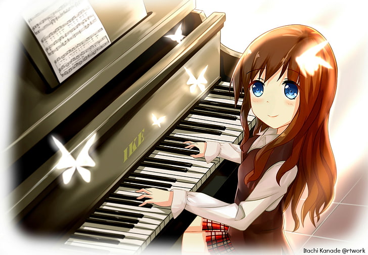 HD wallpaper: Anime, Original, Girl, Piano | Wallpaper Flare