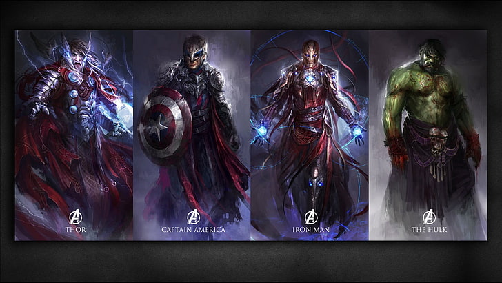 Marvel Superheroes collage photo, comic art, The Avengers, Thor