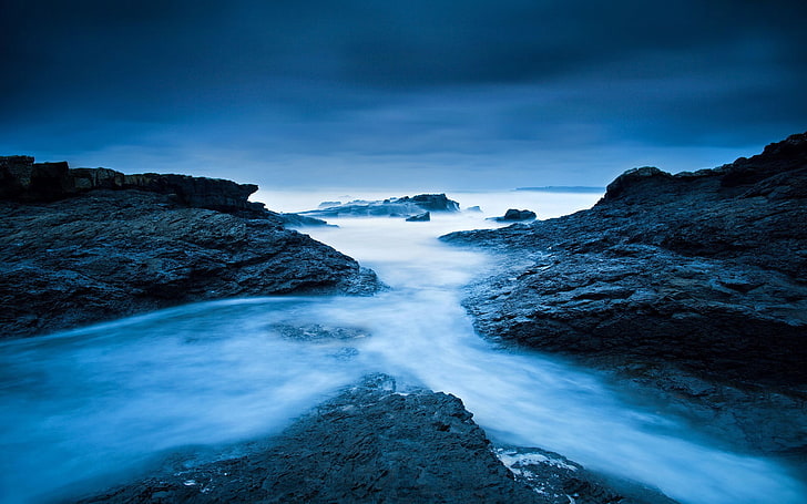 time-lapse photography of water and mist, landscape, nature, rock