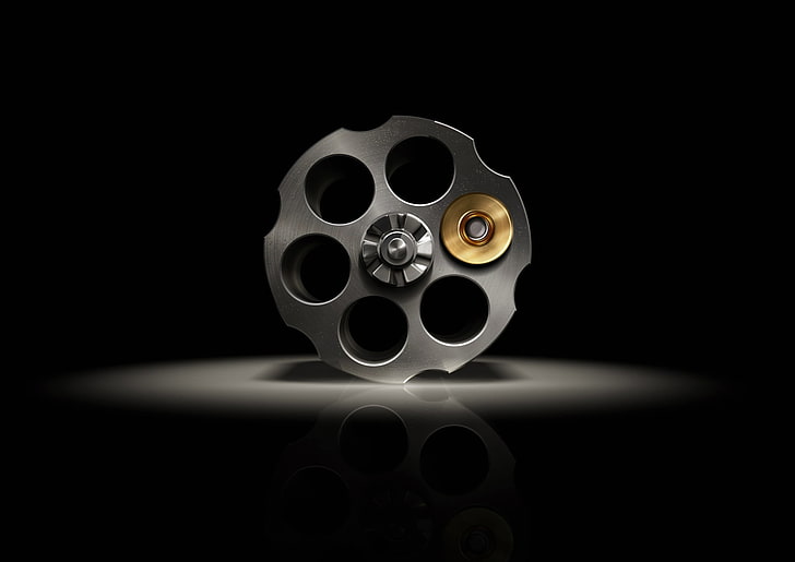 gray revolver bullet cartridge, Gun, Black, drum, Russian, Roulette, HD wallpaper