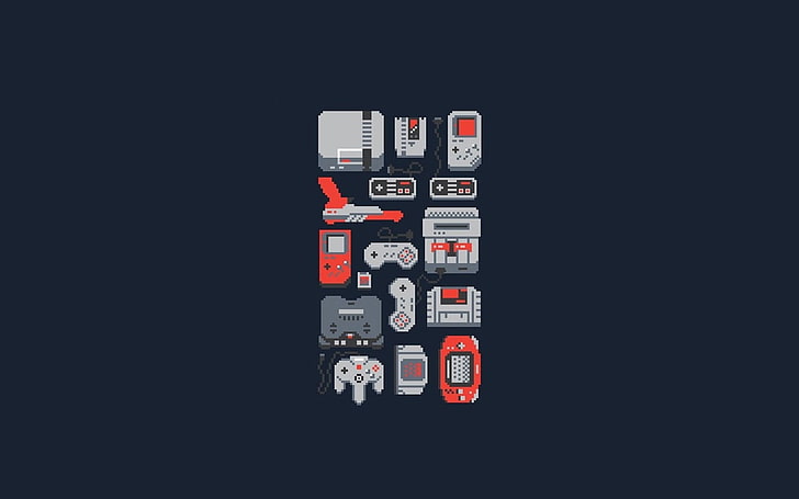 game consoles illustration, video games, Nintendo Entertainment System, HD wallpaper