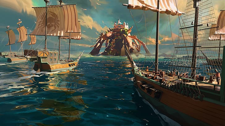 HD wallpaper: P Torinno, artwork, sailing ship, digital art, sea, Pirate  ship | Wallpaper Flare
