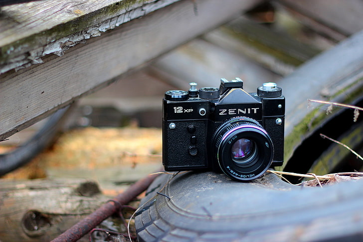 black Zenit camera, zenith, 12xp, lens, camera - Photographic Equipment, HD wallpaper