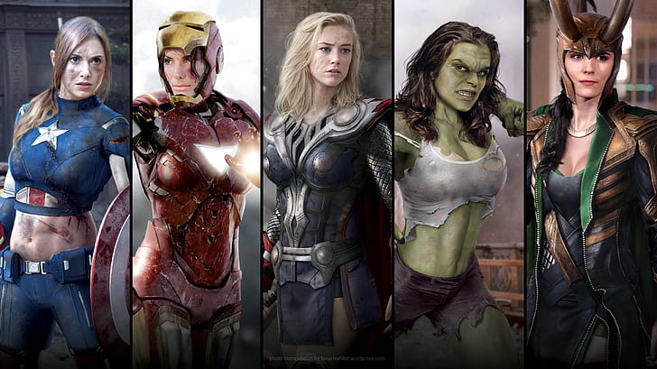 Iron Man, collage, The Avengers, Amber Heard, hero, Captain America, HD wallpaper