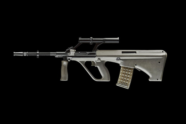 gray rifle, background, machine, optics, shop, aug, army universal rifle