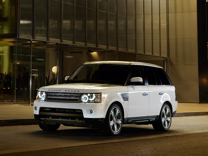 white Land Rover Range Rover SUV, The evening, Sport, Machine