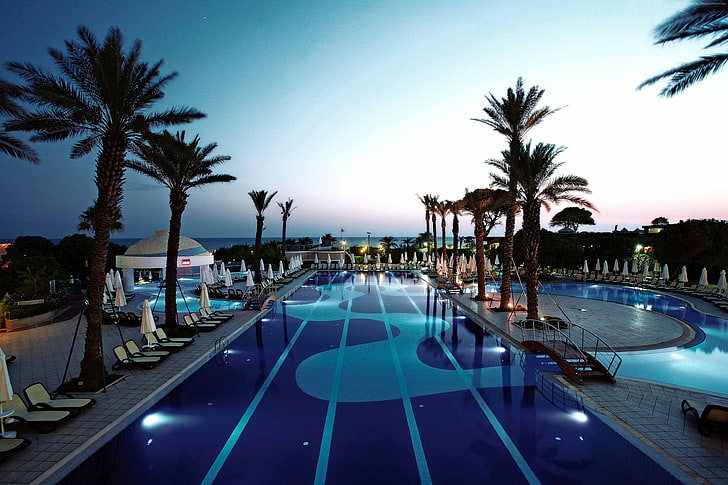 vacation, travel, sunbed, Limak Atlantis De Luxe Hotel, The best hotel pools 2017, HD wallpaper