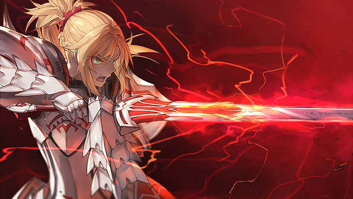 male anime character with sword, armor, blonde, Mordred (Fate/Apocrypha)
