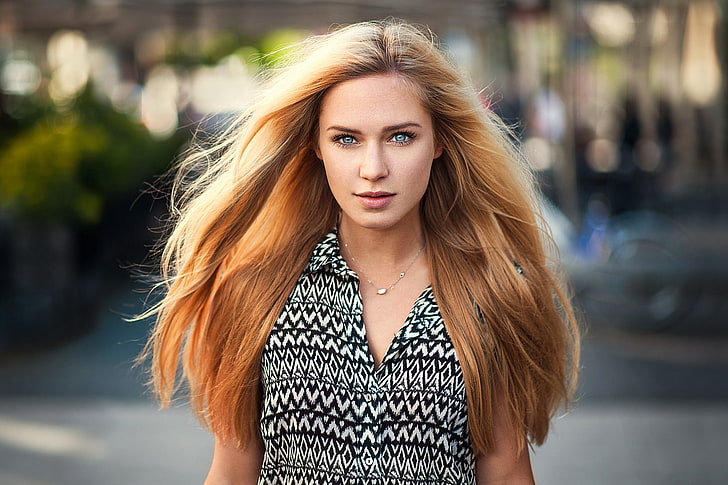 women, model, blonde, long hair, women outdoors, face, Eva Mikulski, HD wallpaper