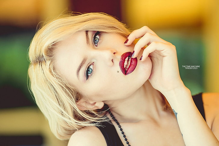 women, face, portrait, blonde, lips, headshot, one person, looking at camera