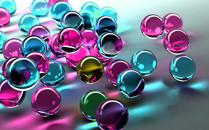 Colored glass balls, HD wallpaper