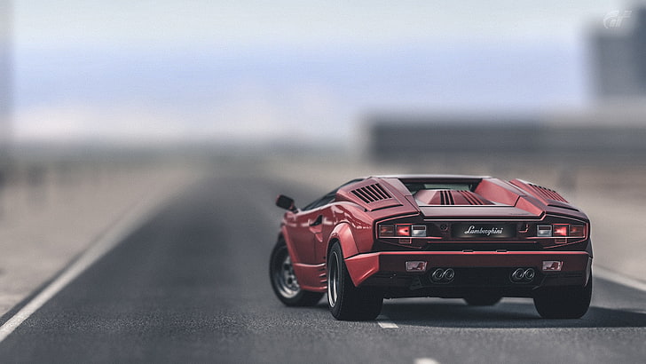 car, Lamborghini, Countach, road, red, mode of transportation, HD wallpaper