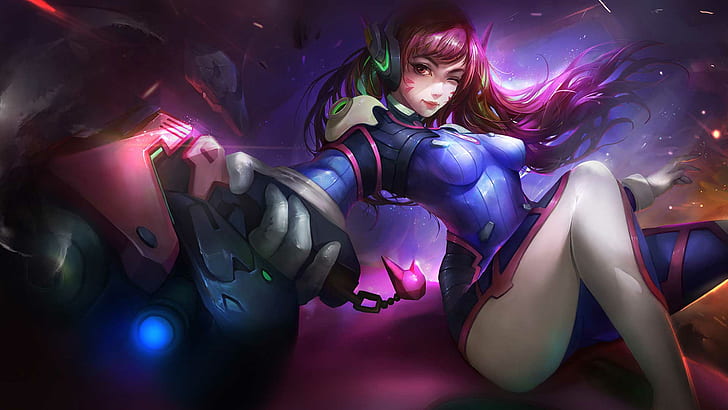 1920x1080 px D.Va (Overwatch) gun Overwatch Tight Clothing video games People Lindsey Stirling HD Art