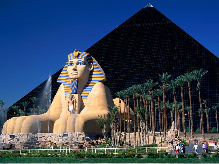 Luxor Hotel Casino, Las Vegas, tatunkhamun statue, HD wallpaper