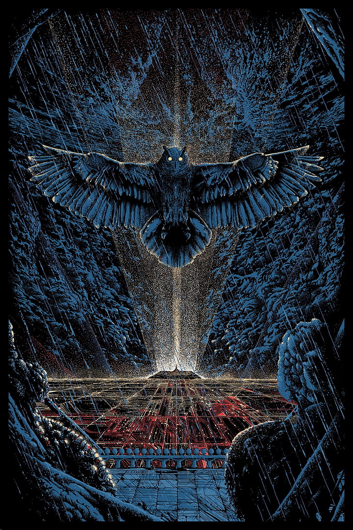 illustration of owl with wings spread, Kilian Eng, Blade Runner